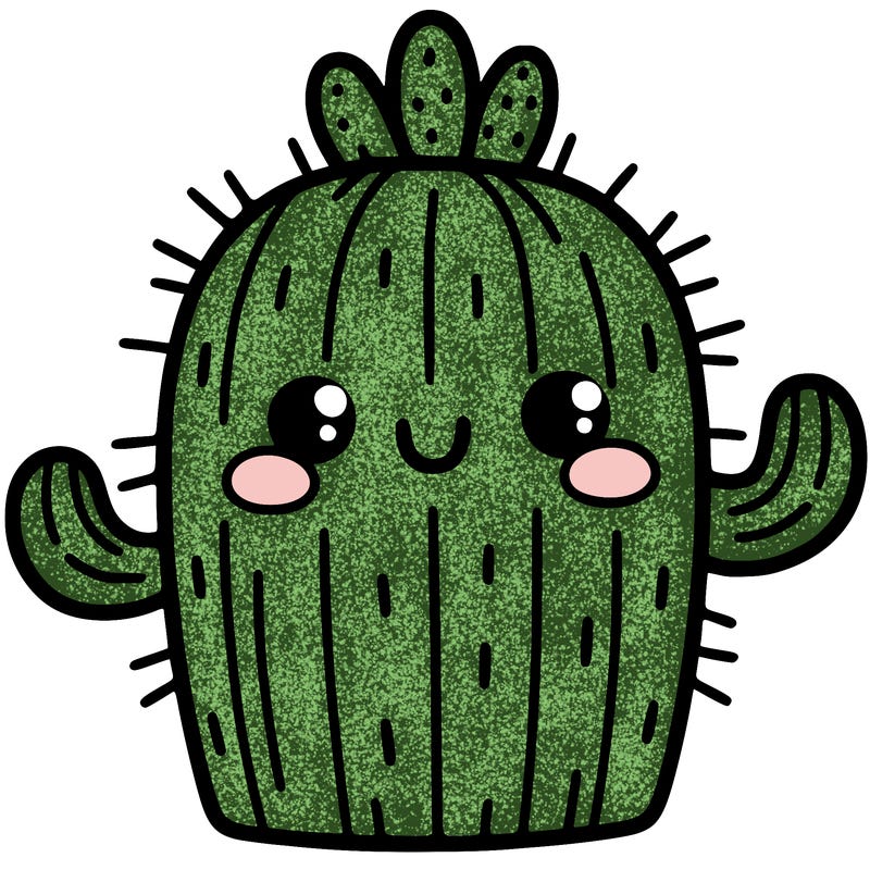 cactus that has a cute face