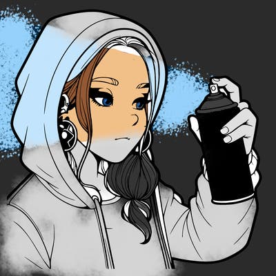 a realistic girl, spray painting