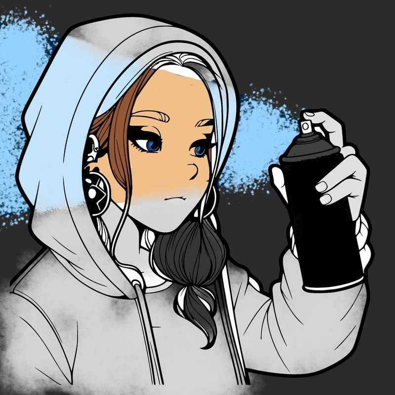 a realistic girl, spray painting