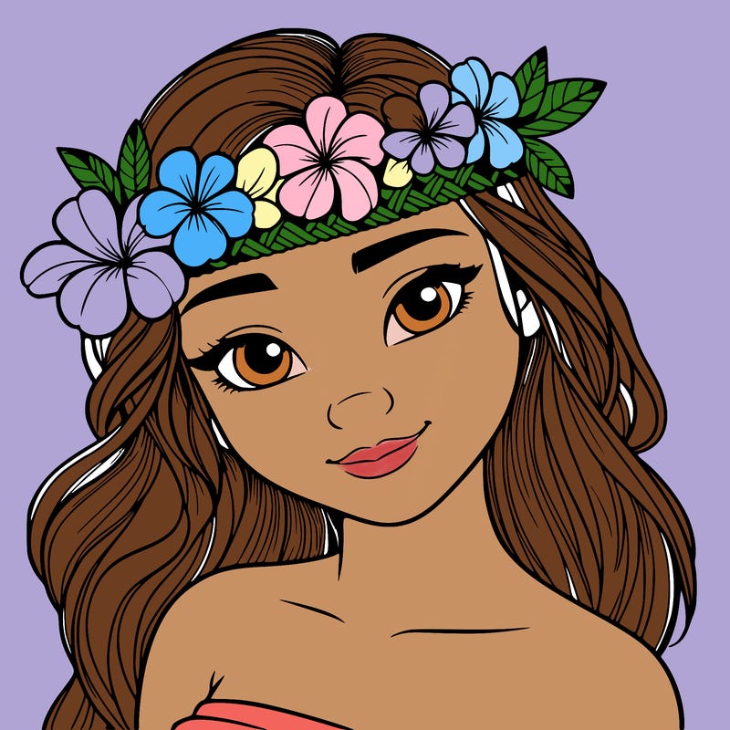 a realistic hawaiian girl with a head band of flowers on her head