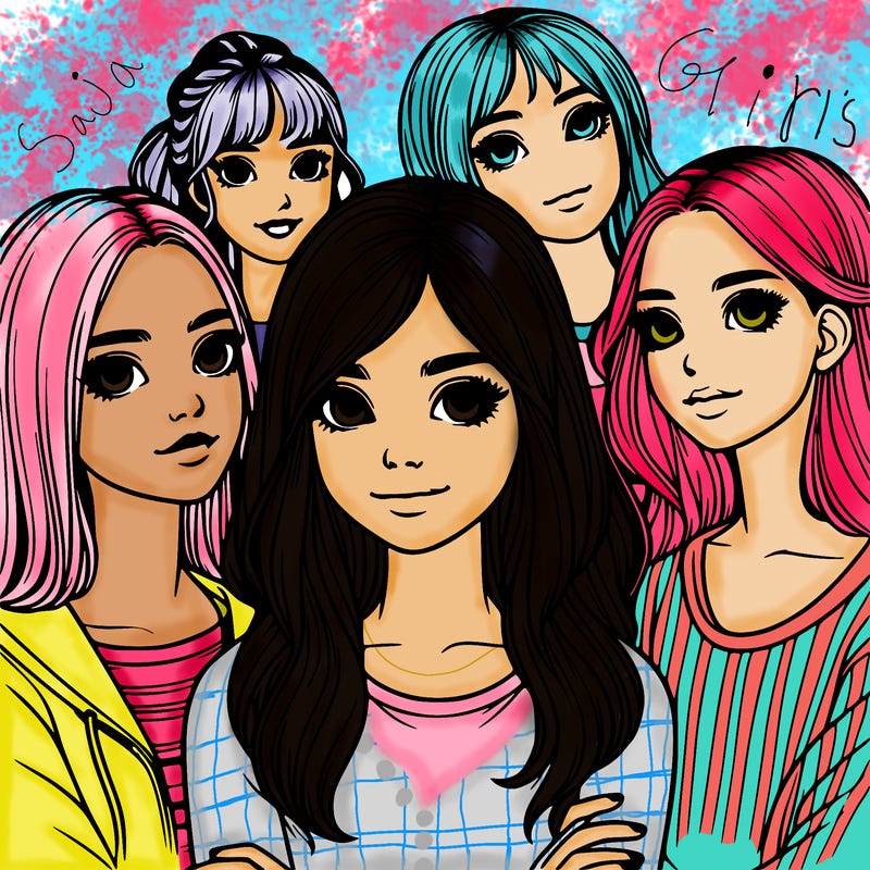 a group of realistic girls