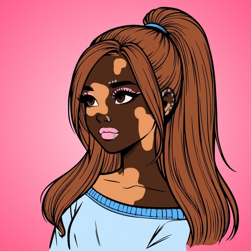 realistic girl with a high ponytail