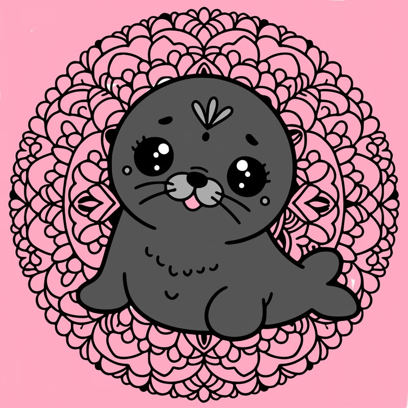 a cute baby seal mandala