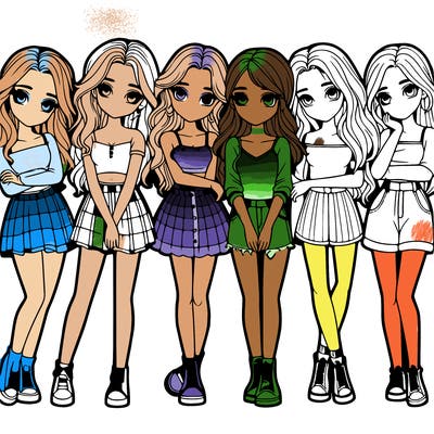 a group of girls realistic