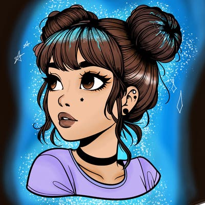 realistic girl with spacebuns