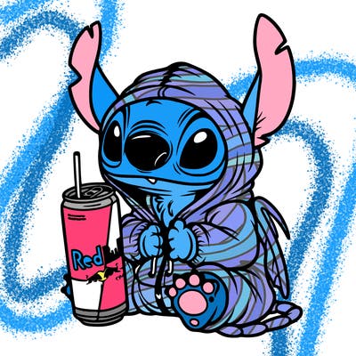 stitch a hoodie and redbull