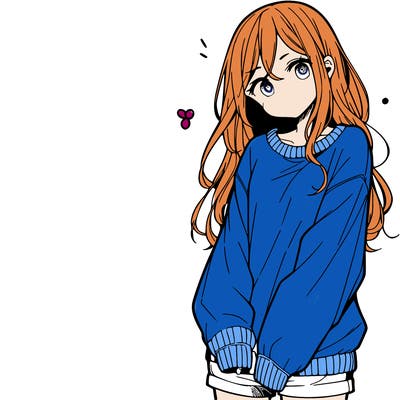 manga teen girl  in a sweater and baggy pants