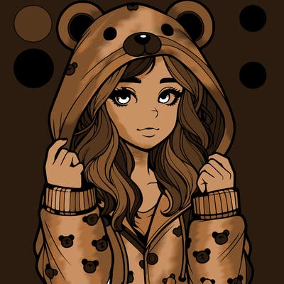 realistic girl in a animal pjs hoodie