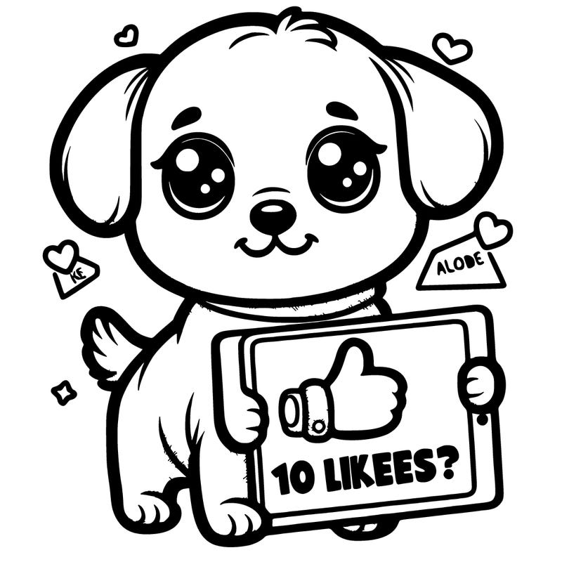 cute puppy holding sign that says 10 likes?