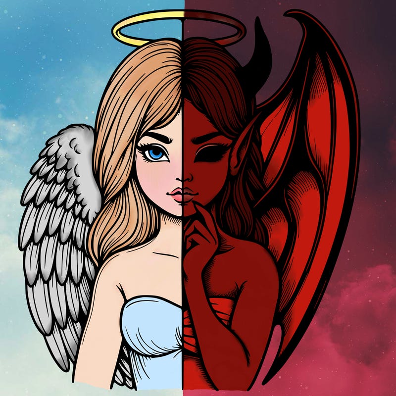 realistic angel half demon