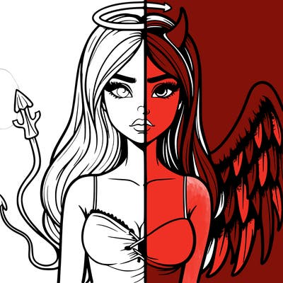 devil vs angel realistic girl