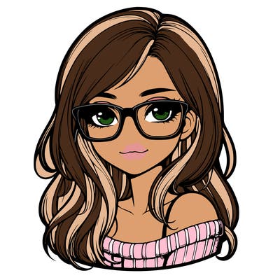 realistic girl with glasses