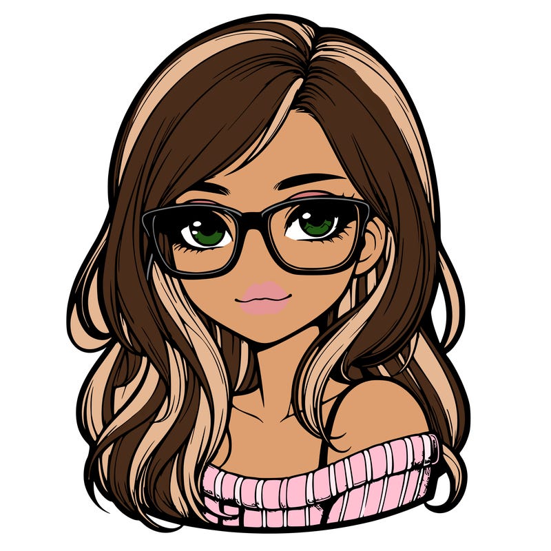 realistic girl with glasses