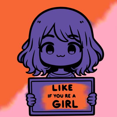 a cute girl holding a sign that says like if you’re a girl