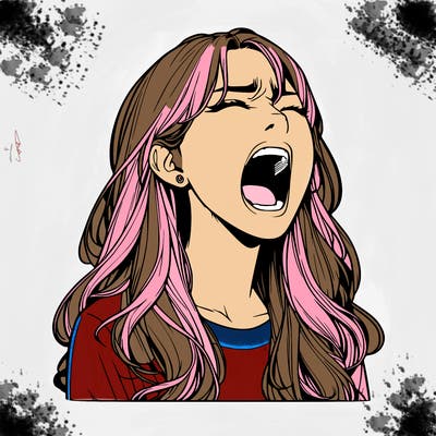 screaming realistic, girl