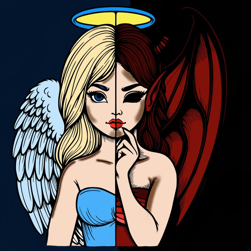 realistic angel half demon