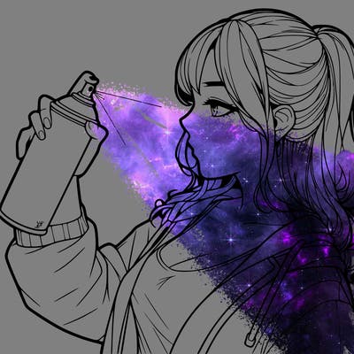 a realistic girl spray, painting