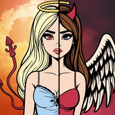 devil vs angel realistic girl