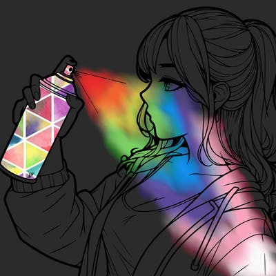 a realistic girl spray, painting