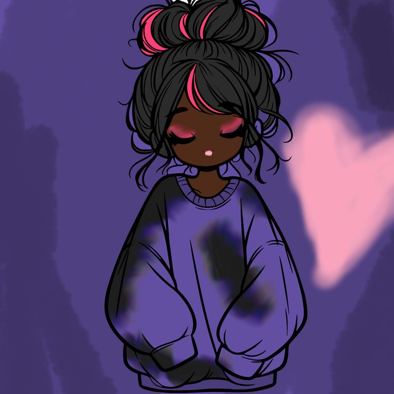 girl with baggy sweatshirt and messy bun