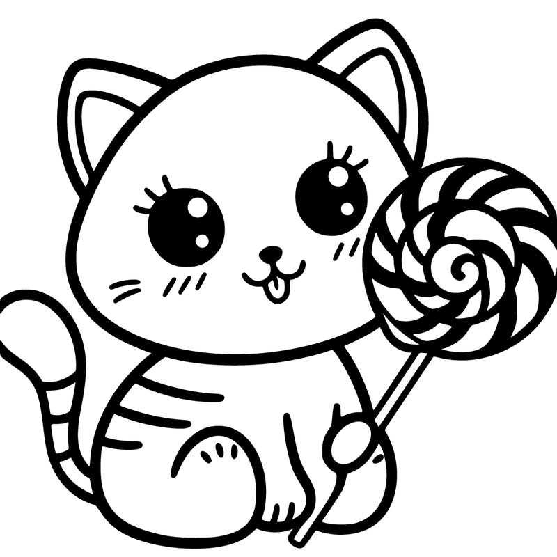 cat with a lollipop