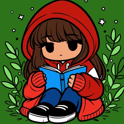 girl in oversized hoodie reading a book
