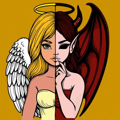 realistic angel half demon