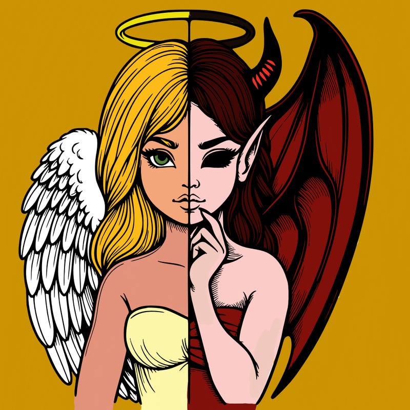 realistic angel half demon