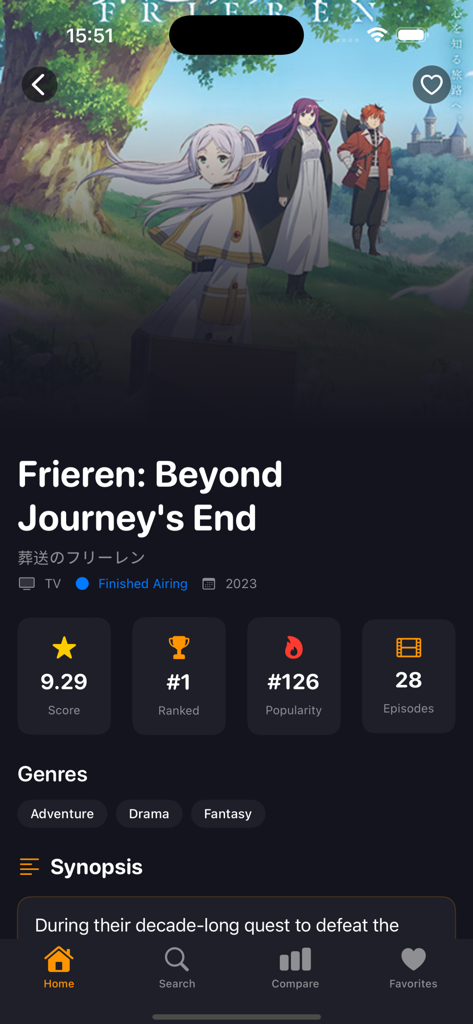 AnimeKai app screen showing details for the anime Frieren Beyond Journeys End
