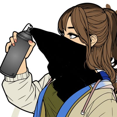 a realistic girl spray, painting