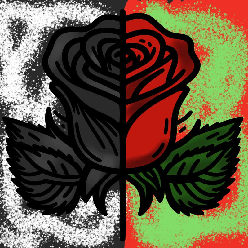 rose split down middle