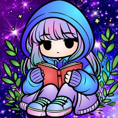 girl in oversized hoodie reading a book