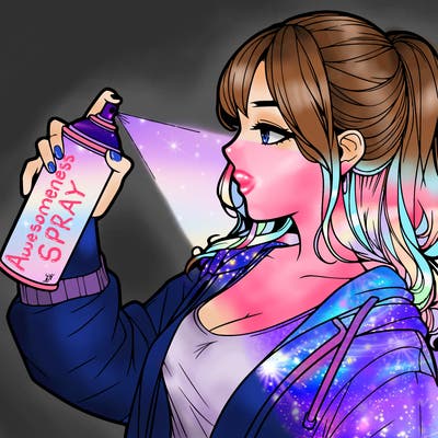 a realistic girl spray, painting