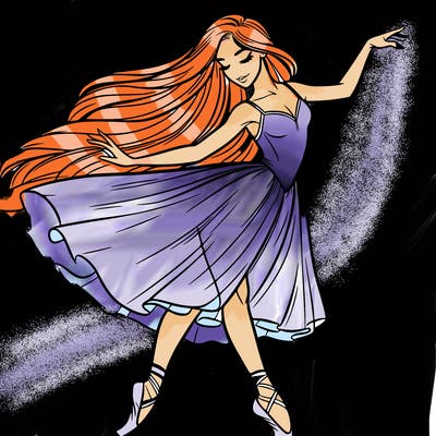 a beautiful woman with long hair dancing ballet