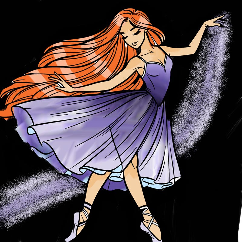 a beautiful woman with long hair dancing ballet