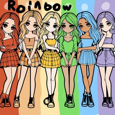 a group of girls realistic