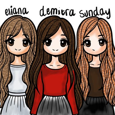 three girls with long hair