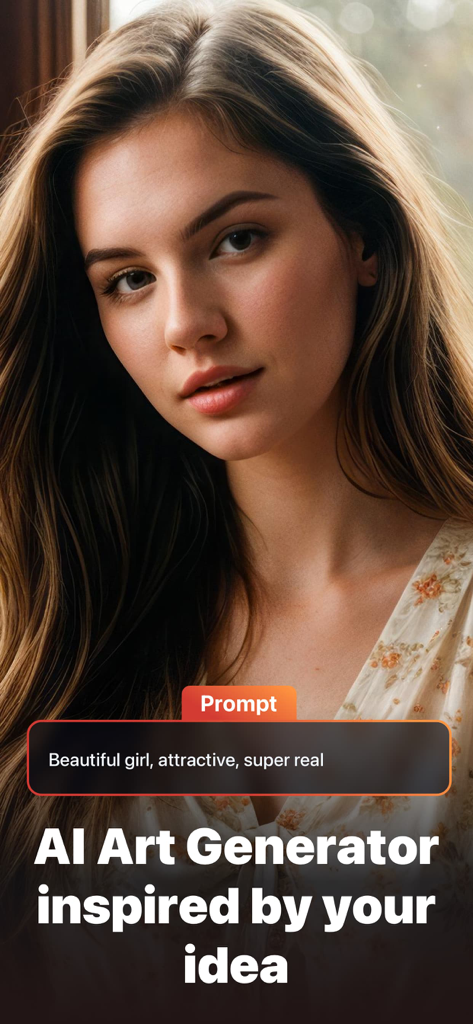 Retrato realista de una mujer generada por la aplicación Belleza IA usando una indicación de texto