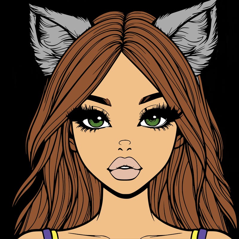 realistic girl with fox ears and realistic lips