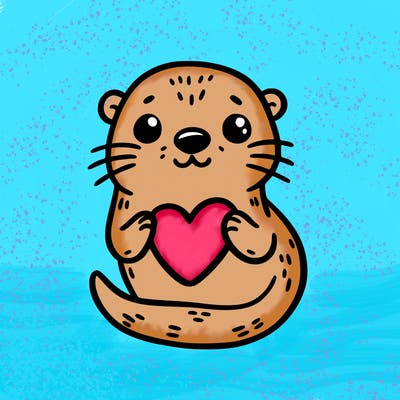 otter with a heart