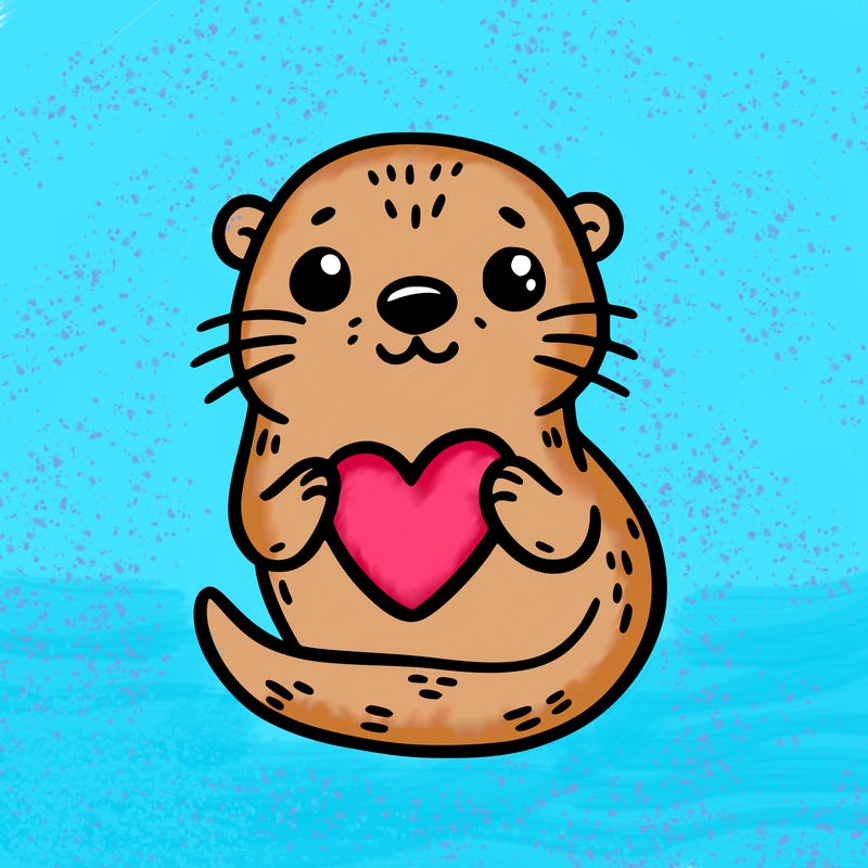 otter with a heart