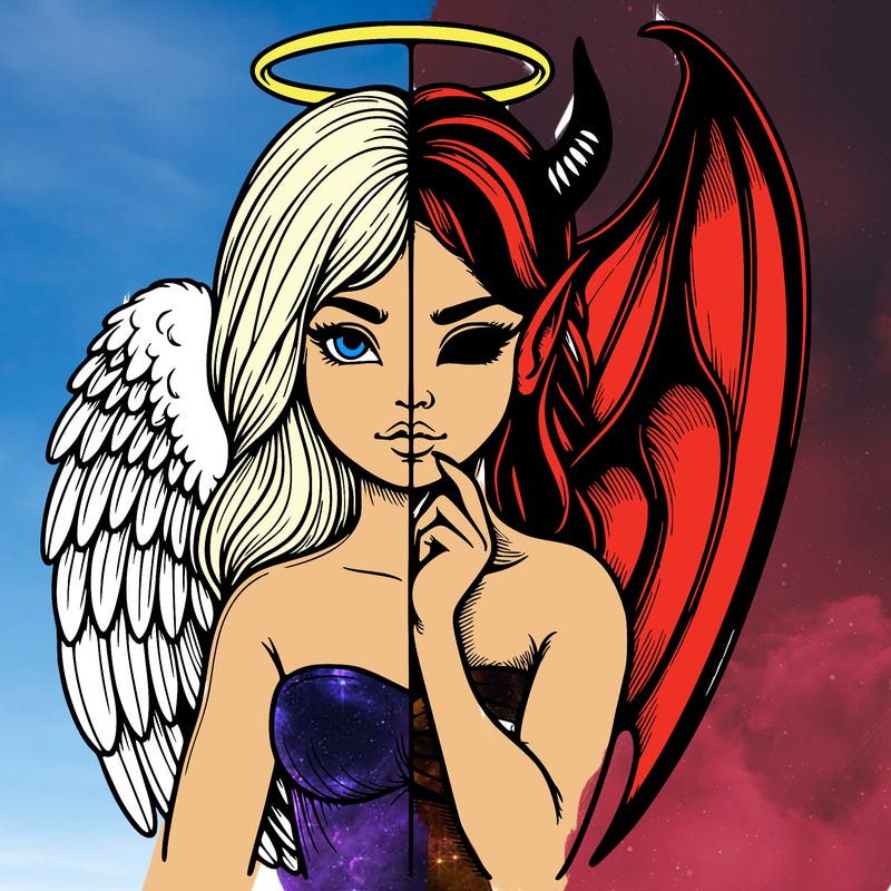 realistic angel half demon
