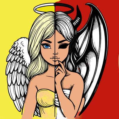 realistic angel half demon