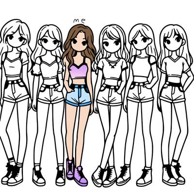 a group of girls wearing crop tops and shorts