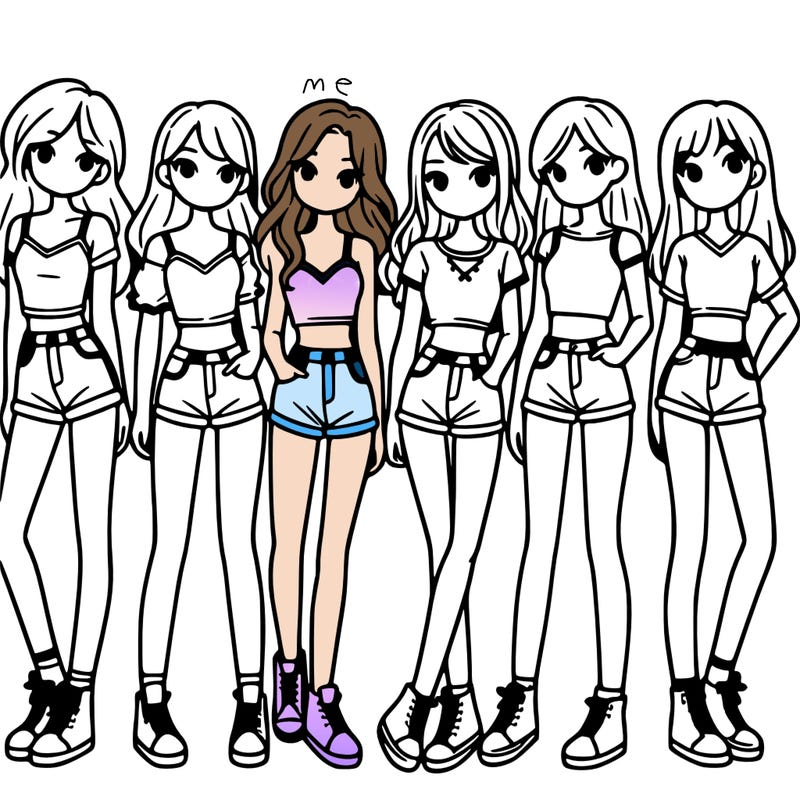 a group of girls wearing crop tops and shorts