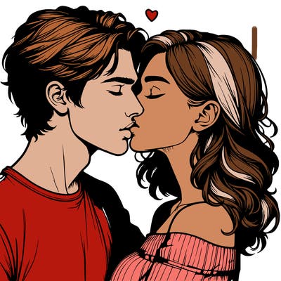 realistic couple kissing