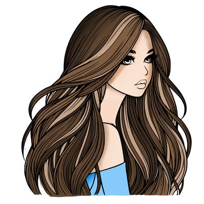 realistic girl with long realistic hair