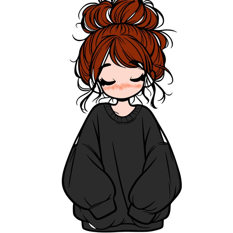girl with baggy sweatshirt and messy bun