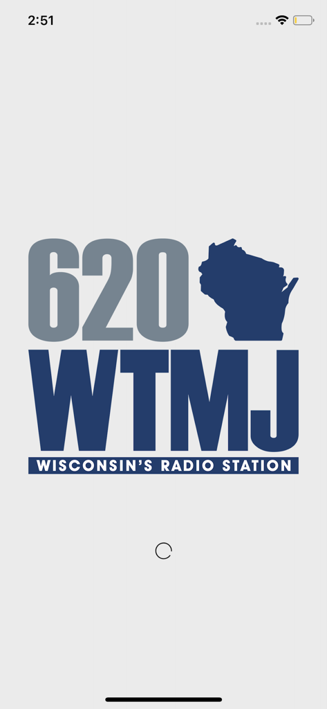 620 WTMJ Radio - 620 WTMJ Radio app loading screen with logo and Wisconsin silhouette