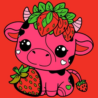 cute strawberry cow